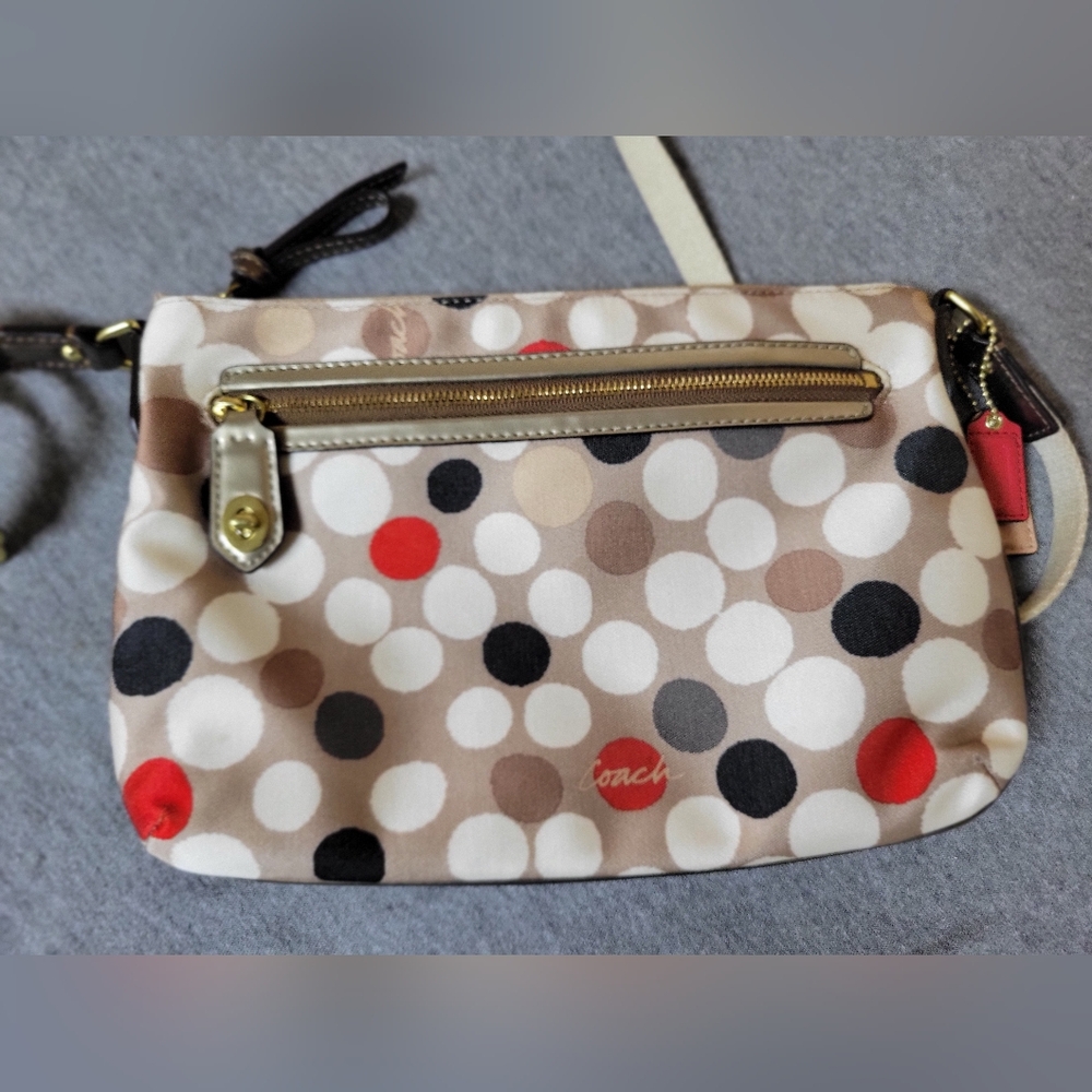 Coach Sateen Poppy Watercolor Dot Crossbody - Picture 4 of 12